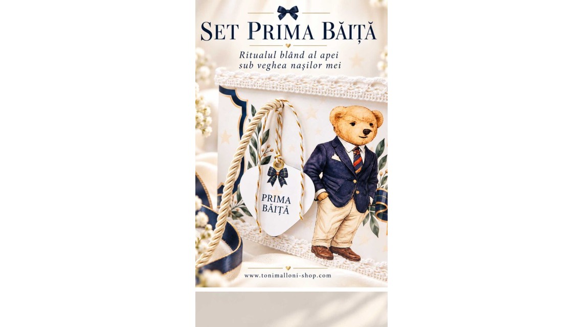 Set Prima Băiță după Botez Băiat – Paddington Bear London, stil Ralph Lauren 5